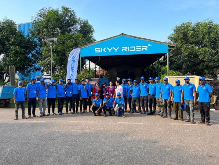 The Skyy Rider Electric team at the factory in Bhubaneswar